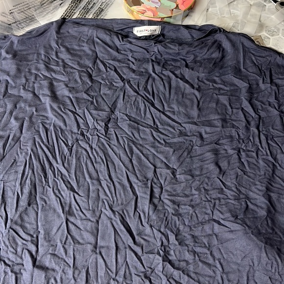 First Love Small Short Sleeve Gray Blouse Cowl Neck - Picture 4 of 5